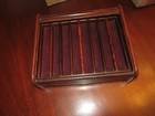 Vintage Wood Roll Top Pen Storage Box Tray Chest Holds 16 Pens