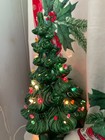 Vtg Atlantic Mold 11  One-piece Ceramic Lighted Christmas Tree Green Signed Read