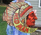 Red Man The Mild Mellow Chew Tobacco Indian Chief Metal Advertising Steel Sign