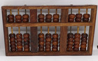Vintage Chinese Abacus Wood   Brass Lotus Flower Brand Calculator 11 Row 77 Bead