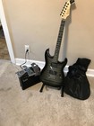 Black Electric Guitar Starter Package With Flamed Veneer Top 20-watt Amp   More