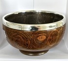 Antique Solid Silver Fruit Bowl Country House Estate Oak Wood   Birmingham 1915