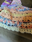 Vtg Afghan Throw  Handknit Grannycore Cottagecore One Of A Kind Blanket 64x60