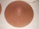 Vintage Art Deco Pair Pink Glass Ceiling Shade Round Hanging 2 Light Fixture