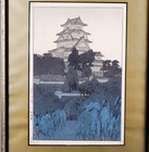 Hiroshi Yoshida  himeji Castle Evening  Early 20th Cent Framed Woodblock Print