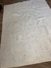 Vintage Hand Quilted Double Wedding Ring Quilt Antique Cutter Feed Sack 66x89
