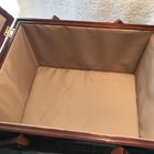 Vintage Wooden Sewing Basket Box With Floral Tapestry Lid   Wicker Sides