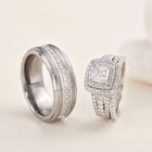 Couple Ring Sets For Him And Her Sterling Silver Women Ring Men Tungsten Ring Cz
