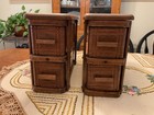 Antique Carved Oak Wood Treadle Sewing Machine Cabinet 2 Sets Of 2 Drawers