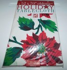 New  Holiday Christmas Red Poinsettia Fabric Tablecloth 52 X 70 