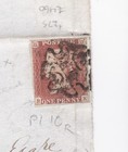 1841 Qv Fine 1d Penny Red Stamp Black Pl10 Edinburgh Mx Maltese Cross On Entire