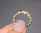 Round Lab Created Diamond Half Heart Eternity Band Ring 14k Yellow Gold Plated