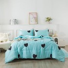  Love Pattern Girls Comforter Set Size  Sky Cute Love Heart Print Queen Blue
