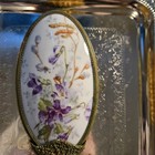 Beautiful Antique Victorian Painted Floral On Porcelain Vanity Brush Collectable