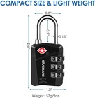 2-pack Tsa Approved 3-digit Luggage Locks  Metal Combination Padlocks  Black Set