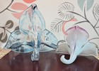 Choice Of Murano Style Italian Hand Blown Glass Flower Blue Or Purple-pink