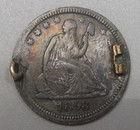 Love Token pin On 1858 Silver Seated Liberty Quarter  s 