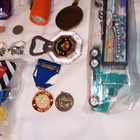 Vintage Junk Drawer Lot Toys Bottle Flash Lights Rings Elvis And More