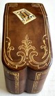 Vintage Embossed Italian Leather Deck Holder Box W two Decks 3-1 2x4x2 Excellent