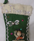 Vintage Felt Christmas Stocking With Spun Cotton Snowman