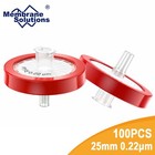 100pcs Lab Ptfe Syringe Filter 25mm   0 22 Um   Non-sterile  Hplc  Hydrophobic