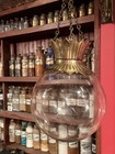 Antique Victorian Pharmacy Apothecary Bronzed Cast Iron Glass Hanging Show Globe