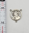 Vtg Sterling Silver Jesus Blessed Heart Petite Charm Pendant For Rosary - 3 8g