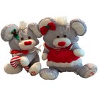 Vintage 1987 88 Fisher Price Puffalumps Christmas Mouse Plush Set - 2 Pc