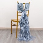 5 Dusty Blue Curly Willow Chiffon Satin Chair Sashes Party Event Decorations