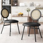 Modern Kitchen Chair  upholstered Rattan Dining Chairs Set  thick Cushions Seat