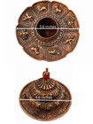 Sino Tibetan Embossed Copper Cup Stand With Lid And Porcelain Bowl Vintage