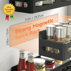 4 Pack Magnetic Spice Rack Shelf With Hooks Kitchen Bathroom Organizer Black
