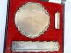 1939 Vintage Sterling Silver Vanity Set Compact Lipstick Comb Orig Box 196 7 Gm