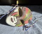 Hand Painted Venetian Style Wall Mask Double Sided Glitter Mardi Gras Decor