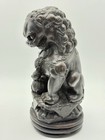 Chinese Hand Carved Black Foo Dog Lion Statue Ming Dynasty Style Bronze Or Stone