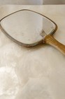 Antique Vintage Etched Brass Vanity Hand Mirror 13  Ornate Victorian Floral