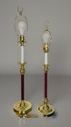 Vtg Pair 2 Beacon House Tabletop Lamp 29    Tall Candlestick Style Burgundy Gold