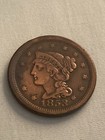 1853 Coronet Large Cent Braided Hair Red     full Liberty    xf Au Nice Condition