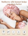 Awaytr 100  Mulberry Silk Reversible Hair Bonnet 2 Layer Pink beige