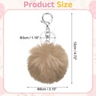 Pom Pom Keychain  Faux Rabbit Fur Fluffy Pompoms Keyring  Dark Brown silver