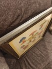 Vintage Handmade Crewel Embroidery Framed Mushroom Needlework Wall Hanging