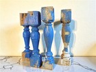 4 Blue Wood Balusters Architectural Salvage Spindles Porch Trim D