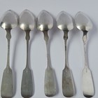 Trask   Brown Coin Silver Spoons Set Of 5 Antique 1850-1899