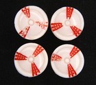 C1910 Antique Victorian White-pink Milk Glass Button Lot Red Geometric Mod Style