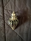Vintage Miniature Glass Perfume Bottle Pendant W  Metal Cage