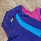 Girls Purple Sparkle Long Sleeve Gymnastics Leotard Pink Blue Glitter Size 120