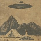 Vintage Ufo Alien Camping Wall Art  Sci-fi Nature Poster  Nhi Campsite Uap Decor