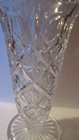 Vintage Crystal Footed Vase With Cut Diamonds  Starbursts    Thumbprints 8 1 2 