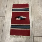 Vintage Chimayo Handmade Woven Wool Rug Indigenous Spanish Textile 19 X 10-usa