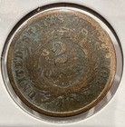 1865 Two Cent Piece Us 2c Copper Coin - Damaged  u575 